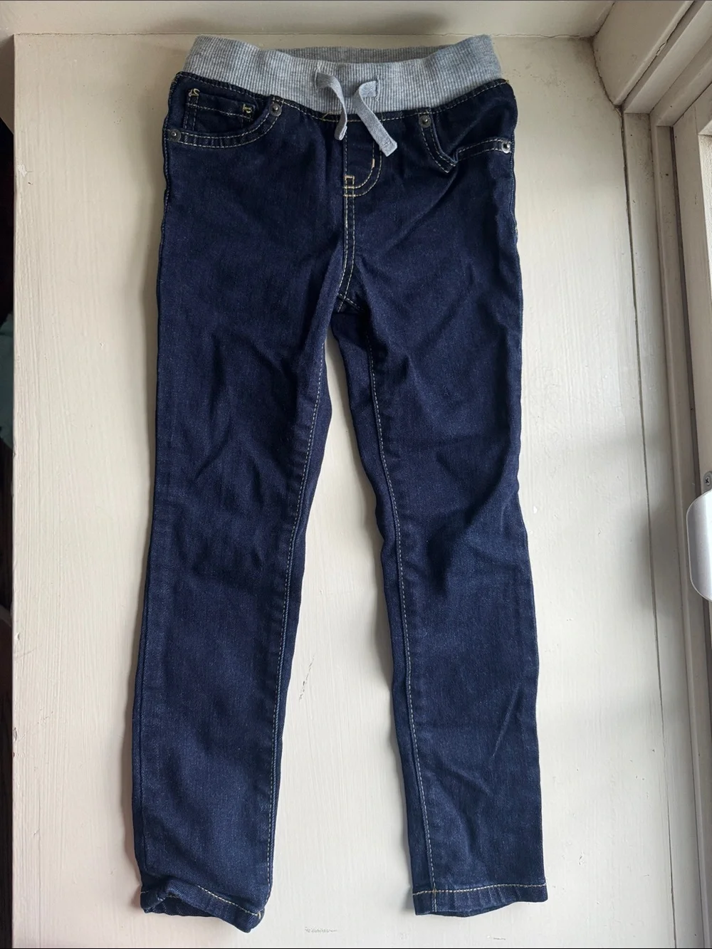 Carter's Dark Blue Pull-On Jeggings with Gray Ribbed Waistband
